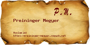 Preininger Megyer névjegykártya